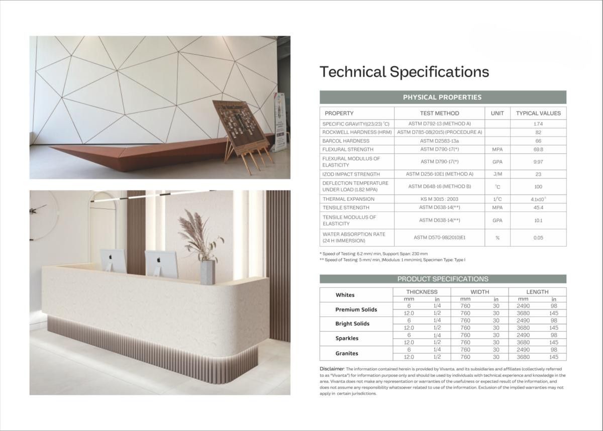 Vivanta Solid Surfaces Catalog Page